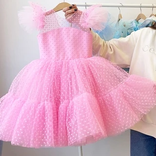 Summer Girl Dress Birthday Party Princess Dress Children Polka Dots Gown