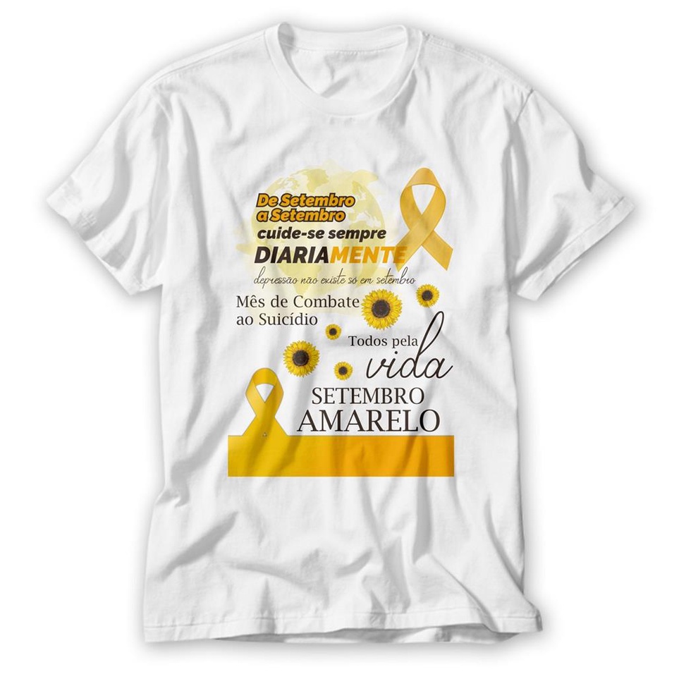 Camiseta Setembro Amarelo Todos Pela Vida Cuide-se Sempre | Shopee Brasil