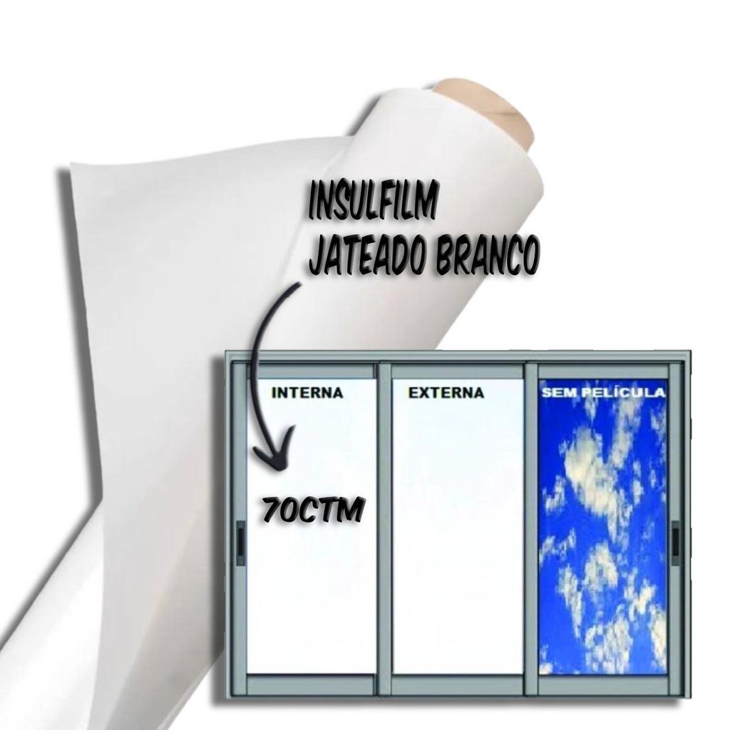 Insulfilm para janela Jateado branco leitoso 75ctm