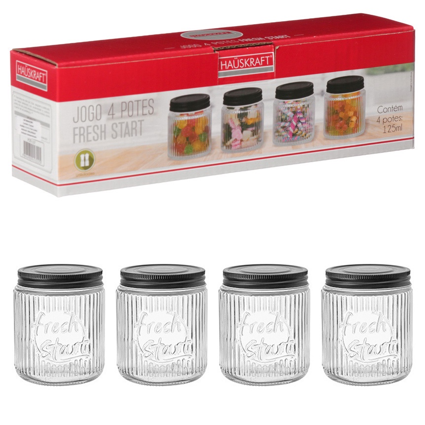 Jogo De 4 Potes 125ml Para Temperos Fresh Start Hauskraft