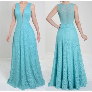 Vestido Madrinha Longo Solto Com Decote Em Renda 223