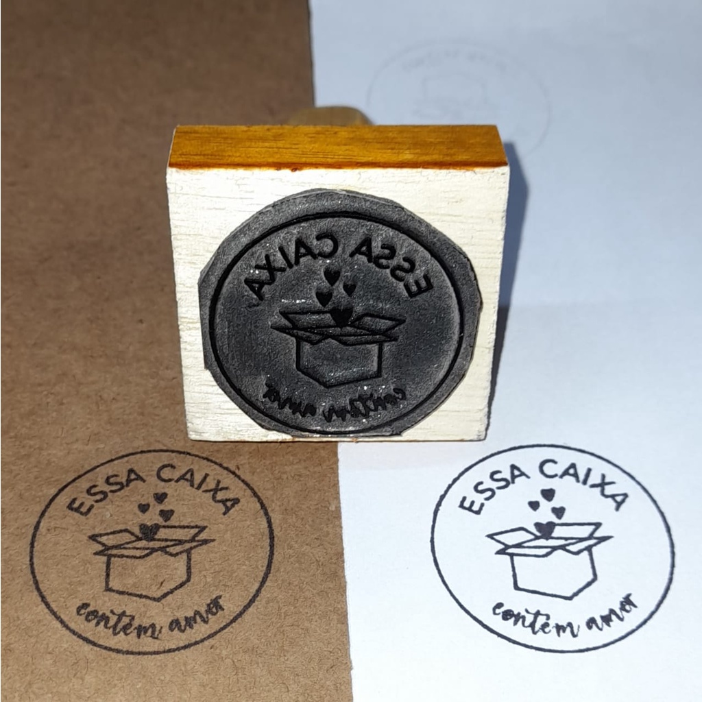 Carimbo 6x6 Cm Personalizado Com Sua Logo Para Sacola Kraft