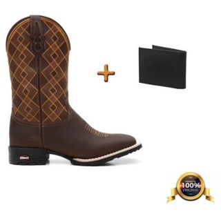 Bota Texana Masculina Country Bico Quadrado + Carteira 7mboots