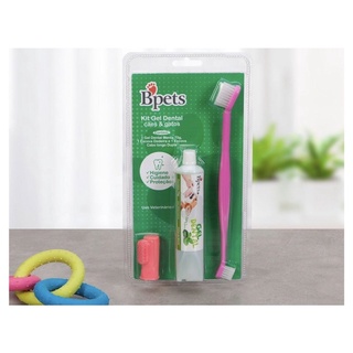 Kit Gel Dental Pasta de dente Pet 70g + escova dedeira e escova Dupla Higiene Bucal Cachorro e Gato