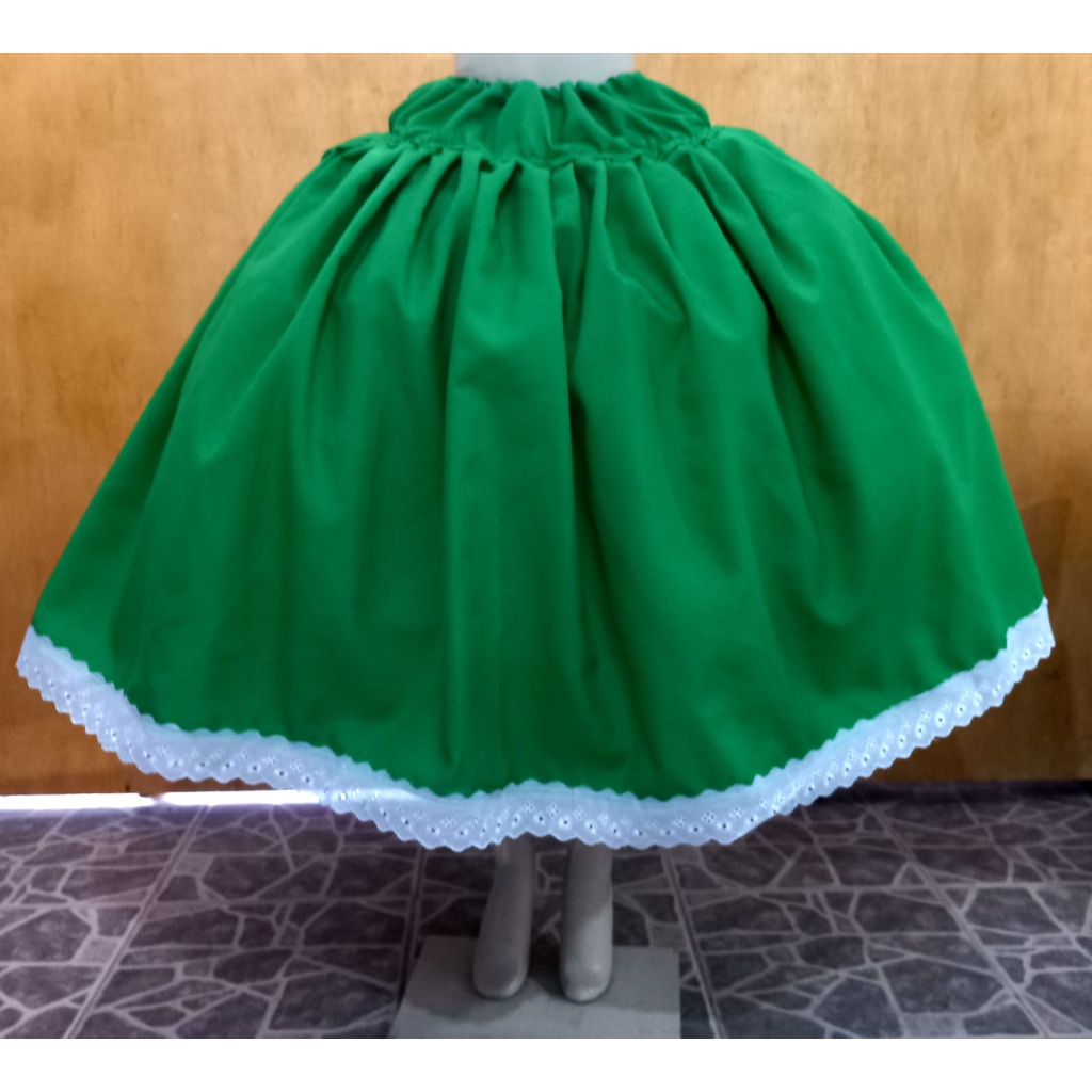 SAIA DE OXFORD VERDE COM BORDADO INGLÊS UMBANDA E CANDOMBLÉ