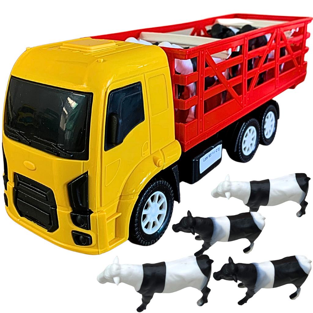 Caminhão Grande 30cm Com 4 Bois Animais Transporte brinquedo Meninos ...