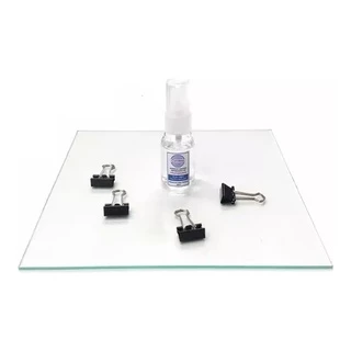 Base de vidro Mesa impressora 3D 300 x 300 + 4 Presilha + Adesivo líquido profissional