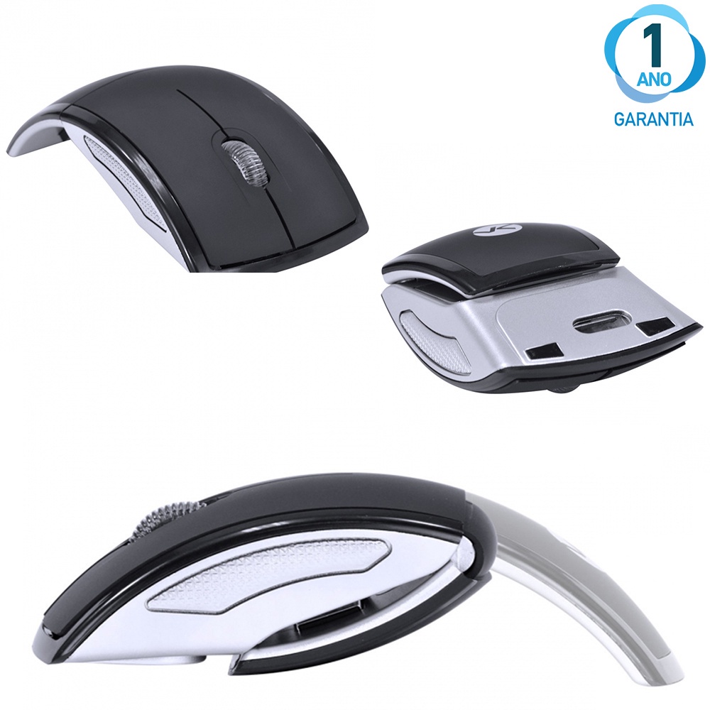 Mouse para Notebook 1200 DPI Sem Fio Portátil Dobrável Cabe no Bolso ...