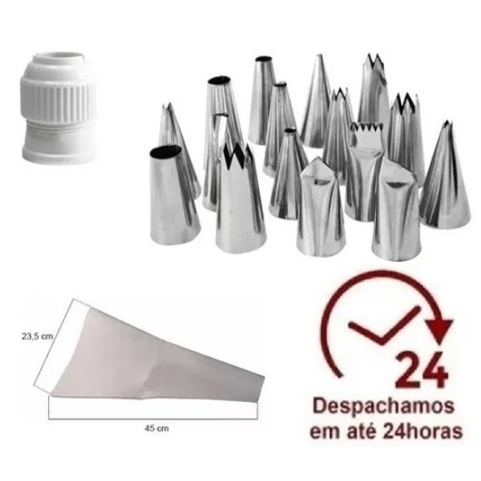 Kit Bicos Para Decorar Bolos Confeiteiro Adaptador Saco