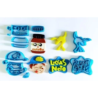 Kit Cortadores Lucas Neto Para Pasta Americana Confeitaria Decoração