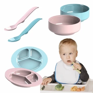 Kit Alimentação Bebê Pratinhos + Potinhos + Colheres Infantil 6 Peças