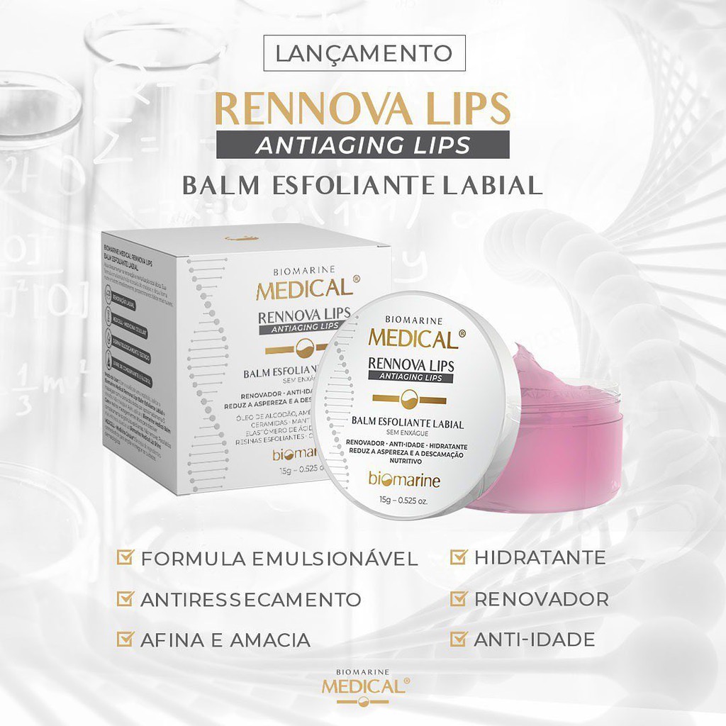 Biomarine Medical Rennova Lips Balm Esfoliante Labial 15g | Shopee Brasil