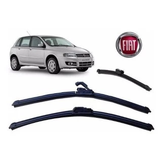 Kit de 3 Palhetas para Limpador Parabrisa Dianteiro + traseiro para Fiat Stilo ANO 2002 2003 2004 2005 2006 2007 2008 2009 2010 2011
