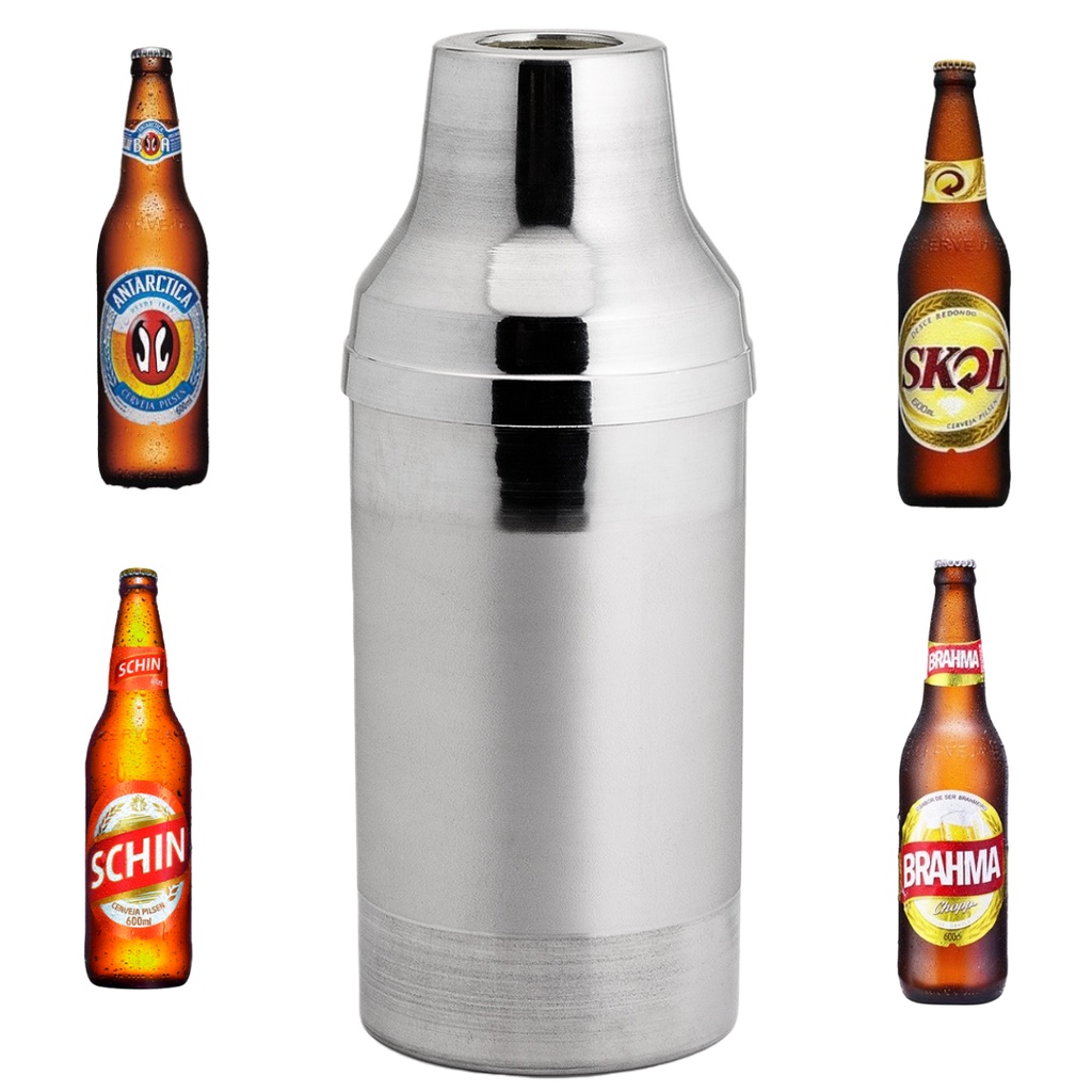 Porta Cerveja Garrafa 600 ml Térmico Alumínio Polido Lixado Restaurante Bar Lanchonete Profissional Resistente
