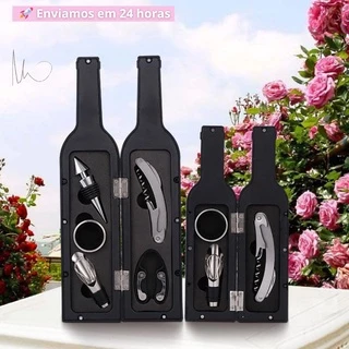 Kit Completo com 5 peças Abridor de Garrafa de Vinho Sacarrolha, Rolha abridor de Vinho - Envio Imediato