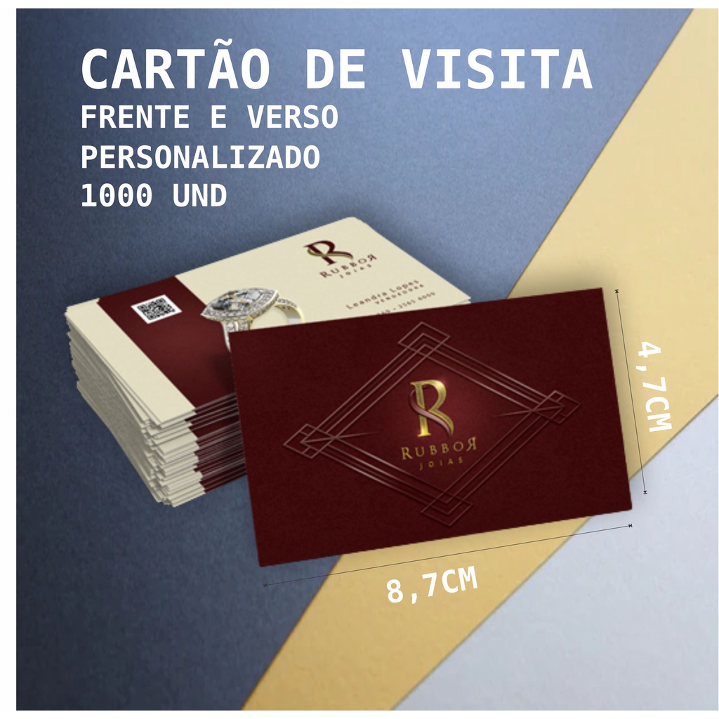 Cartão de Visita Personalizável 9x5cm (1000un), Verniz Localizado