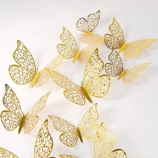 12 Pçs/set 3D Borboleta Decoração Do Bolo De Papel Topper Da Festa De Aniversário