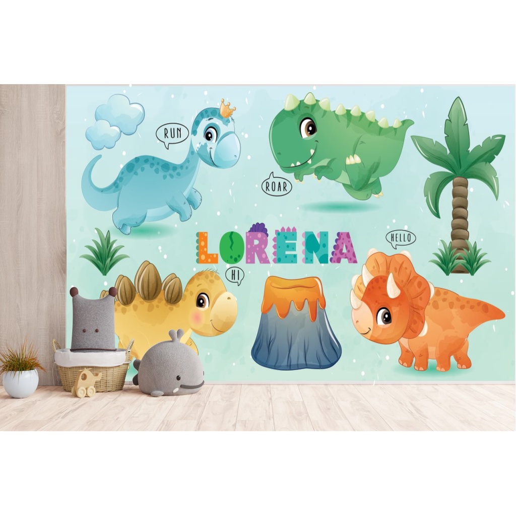 Papel de parede Dinossauro Infantil Baby LORENA | Shopee Brasil