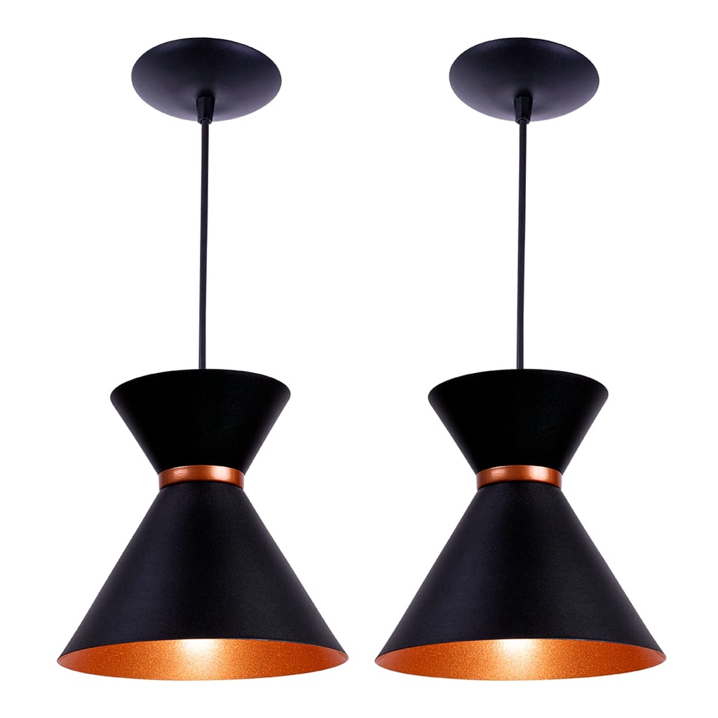 Pendente Luminária Luxo Rainha Para Casa Cozinha Balcão Kit Com 2 Preto ...