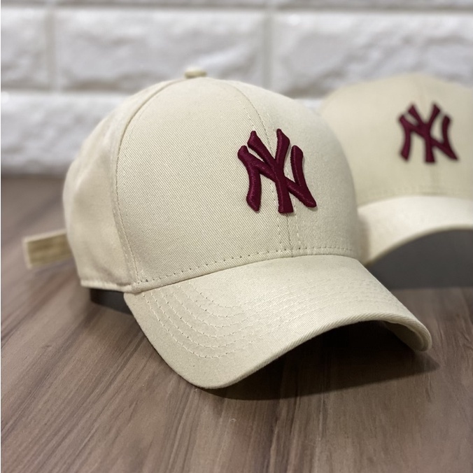 Boné Feminino New York NY NYC Creme Logo Bordô Fita Combina com ...