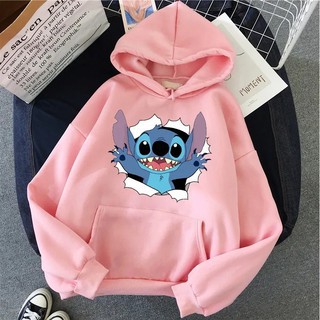 Moletom Casaco Blusao Canguru Lilo Stitch Desenho Feminino Capuz