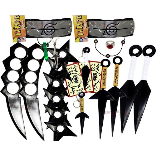 Kit Bandana Naruto aldeia da folha Renagado, Kunai, Shuriken Minato e Colar  Ajustável Akatsuki no Shoptime