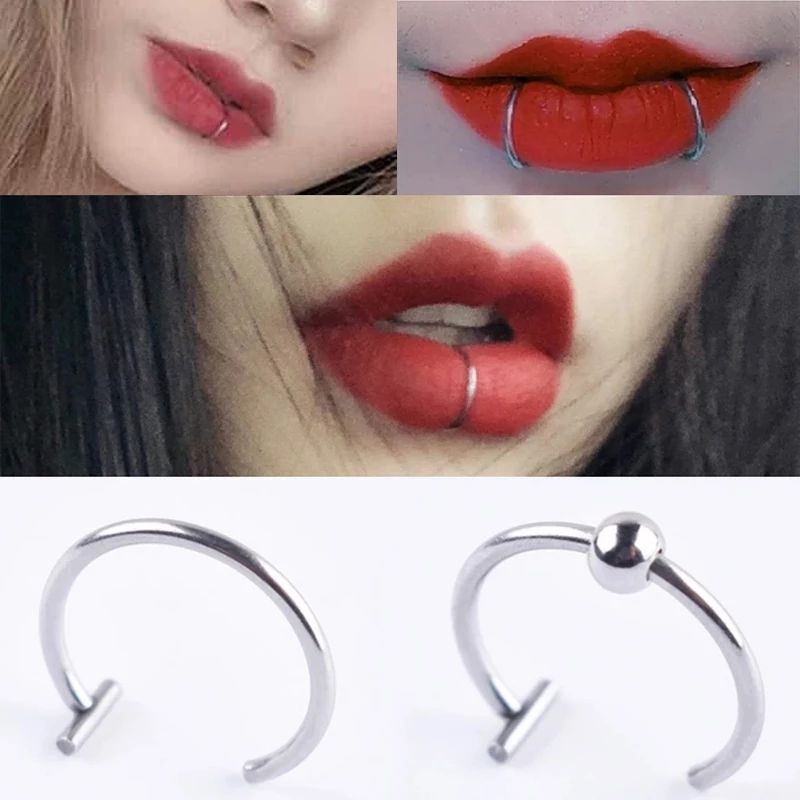 Piercing Aço Gótico Punk Fake Falso Unissex Argola Simples Clipe Hélixseptonarizboca 