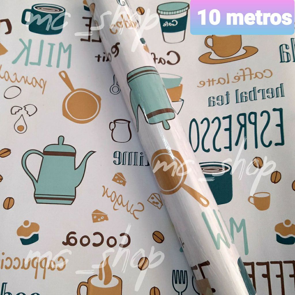 10 metros papel contact adesivo de parede autocolante café para cozinha ...