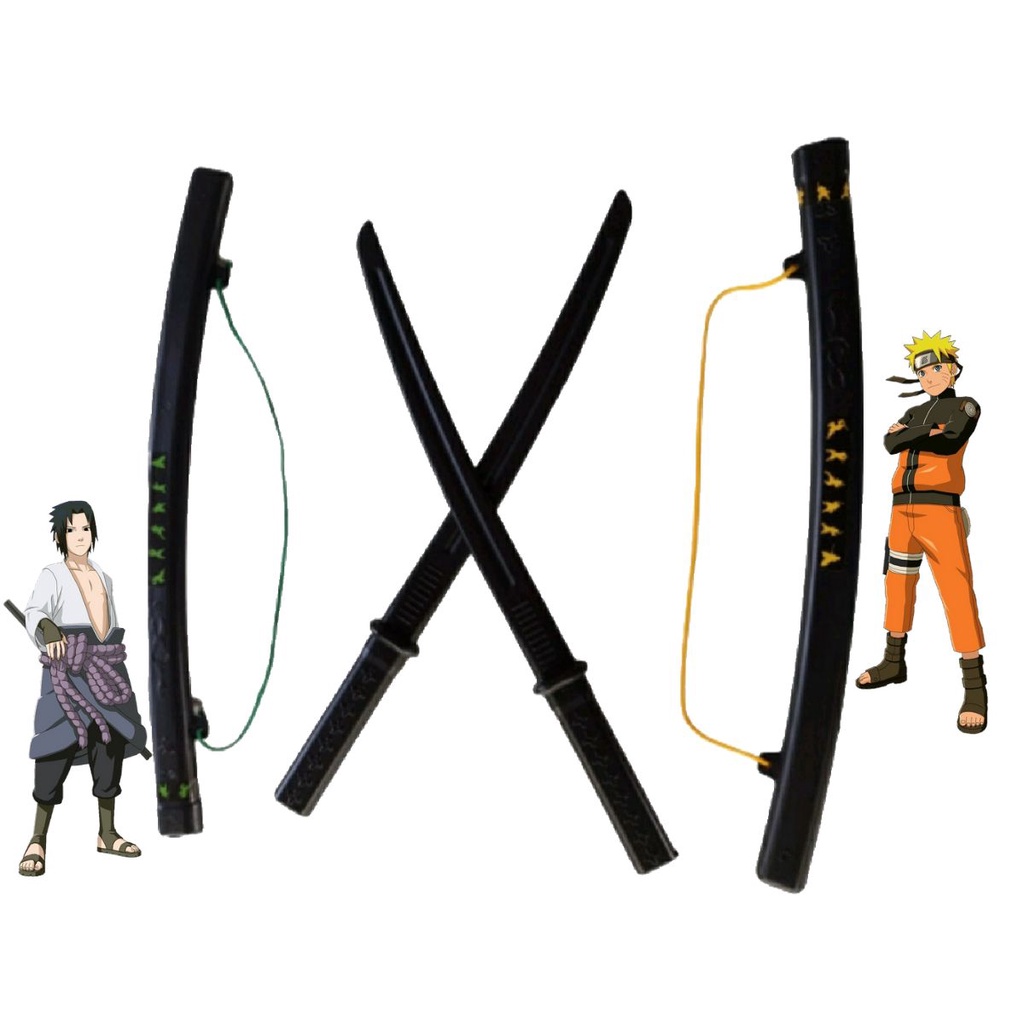 Espada De Brinquedo Samurai Com Bainha Kit 2 Unidades Naruto Sasuke