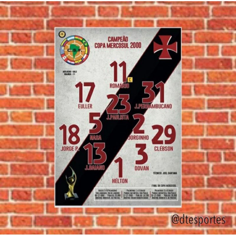 Quadro Escalação Final Campeão Mundial 2000 - PlacasFUT