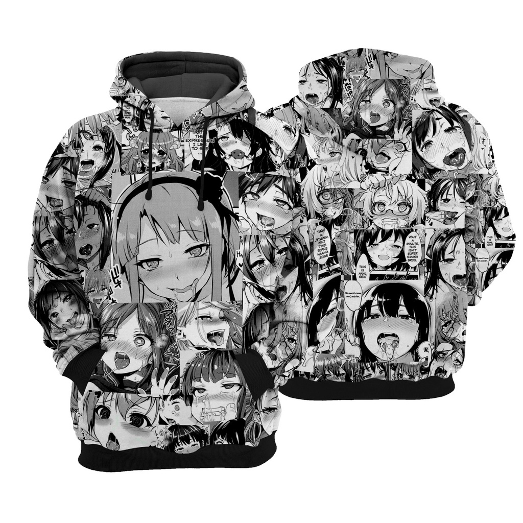 Blusa Moletom Upcycling Hentai Ahegao Anime Ecchi Manga Gy full 3d