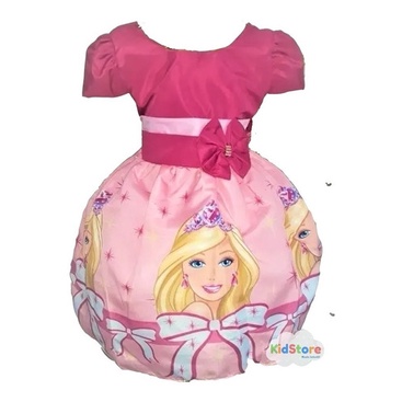 Vestido Infantil Barbie Rosa - Aura Baby- roupas para bebês