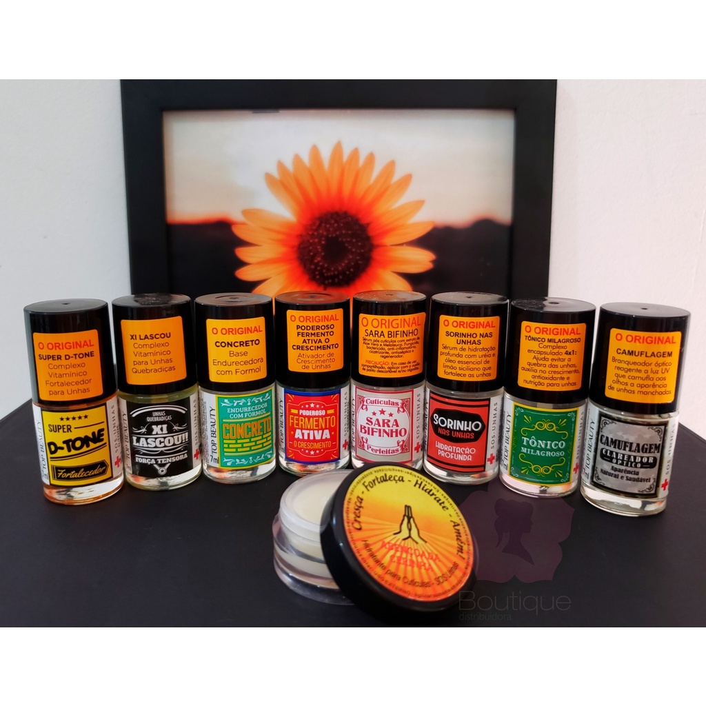 Kit Completo De Tratamento S.o.s. Unhas Top Beauty > 8 Bases + Cerinha