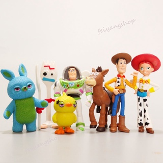 7 Pçs/Cjto Toy Story 4 Boneco Disney Woody Lightyear Rex Alien Urso