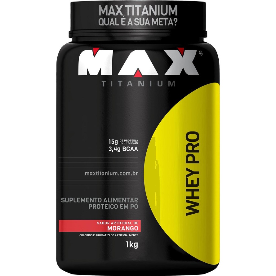 Whey Protein Pro Morango 1kg – Max Titanium – Maxtitanium