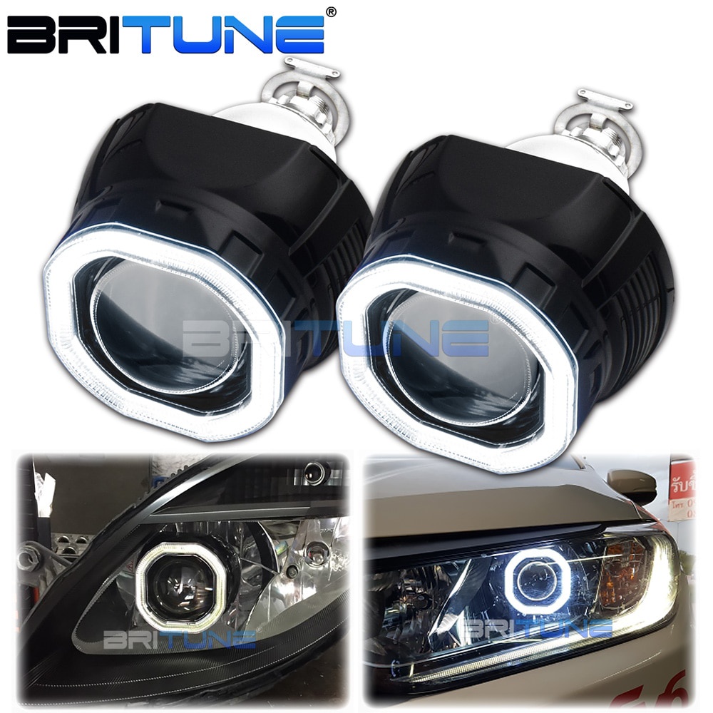 Jeu De 2 Phares Avant Angel Eyes Pour BMW Série 1 E87 2004-2011 - Phares Design Noir Avec Anneaux Lumineux - H7/H7 - Conforme StVZO