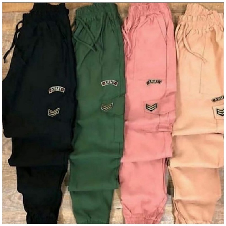 Calça Feminina Jogger Bengaline Cargo Militar Com Bolso e Elástico