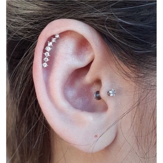 Piercing Tragus Helix Cluster Pedra Zirconia Aço Cirúrgico