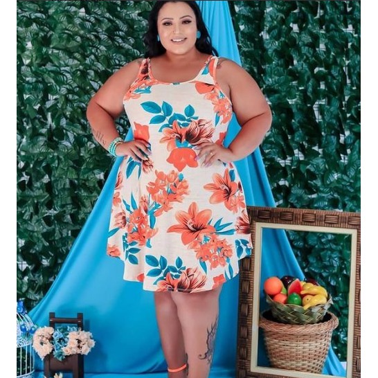 VESTIDO PLUS SIZE DE MALHA CURTO - Loja Moda Grande Brasil