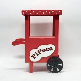 Display Pipoqueira Vermelha 3D Decoração de Mesa Festa Aniversário