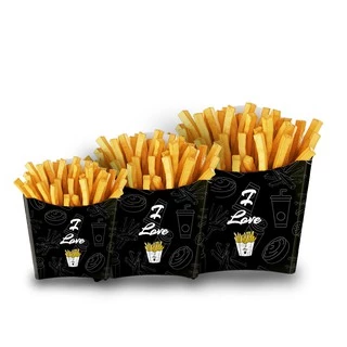 Kit Caixa Embalagem de Batata Frita Pequeno Médio Grande P M G Delivery (100 de cada tamanho)