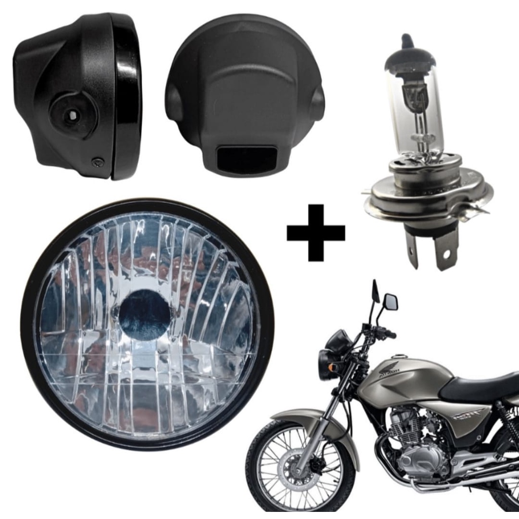 Farol completo com Lâmpada Motos titan cg Fan 125-150 anos 2000 a 2013