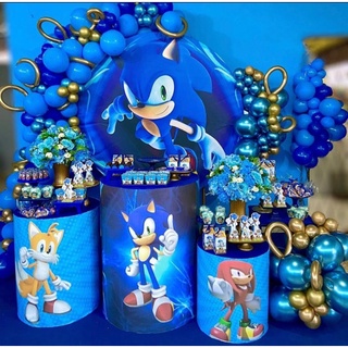 Kit Decoração Festa Sonic Filme 2 Painel Infantil e Totem