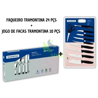 Jogo de Talheres Tamontina 24 peças buzios + Jogo de facas 10 PEÇAS