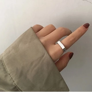 Novo Rectangular Irregular Minimalista Brilhante Aberto Ring , Couple Anéis De Casamento Dos Amantes
