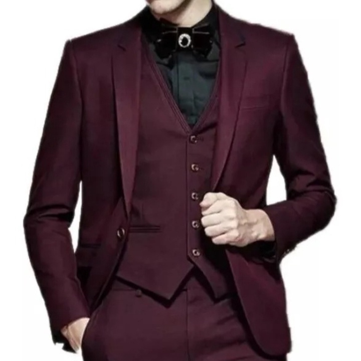 Terno Slim Masculino Completo de Luxo - Vinho Bordo ( Calça + Blazer )