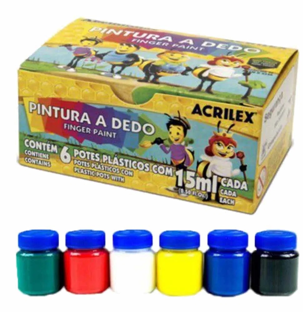 Tinta Guache Acrilex  Lister - Tinta Guache - 6 Cores - Pintura a Dedo -  30 ml - Acrilex - Acrilex