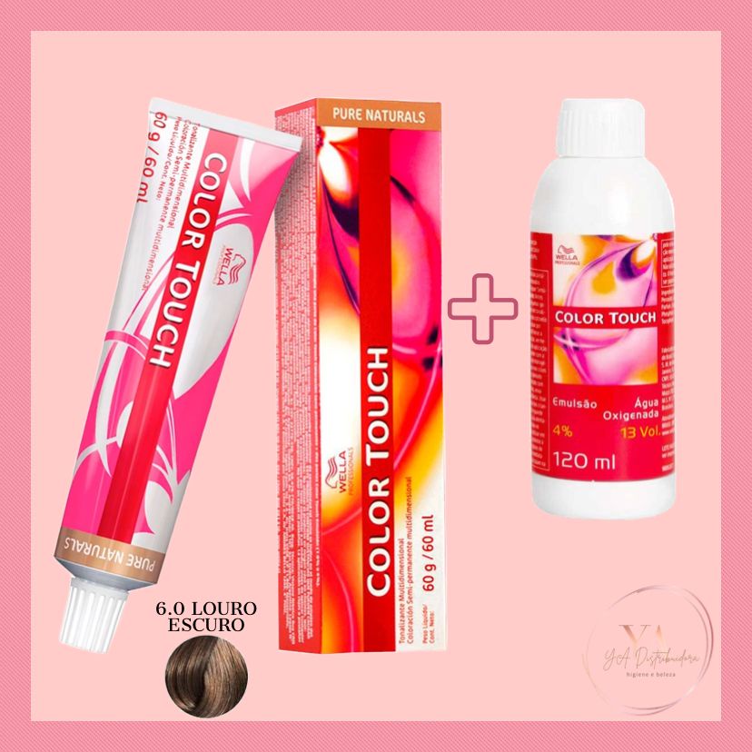 Kit Tonalizante Color Touch 6.0 Louro Escuro Wella 60g + Emulsão 4% ...