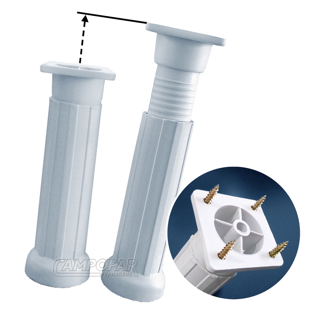 4 Pé Para Móvel Armário Cozinha Plástico 14 a 17cm + Parafusos