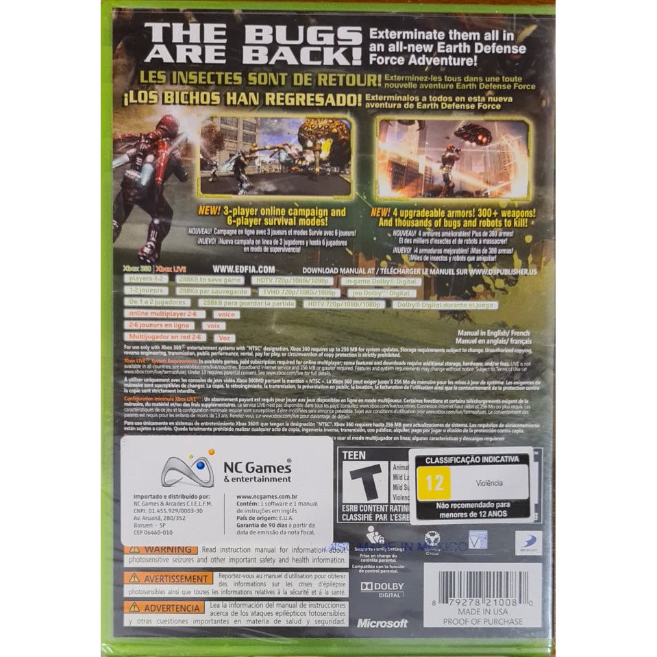 Earth Defense Force Insect Armageddon XBOX 360 - Original mídia
